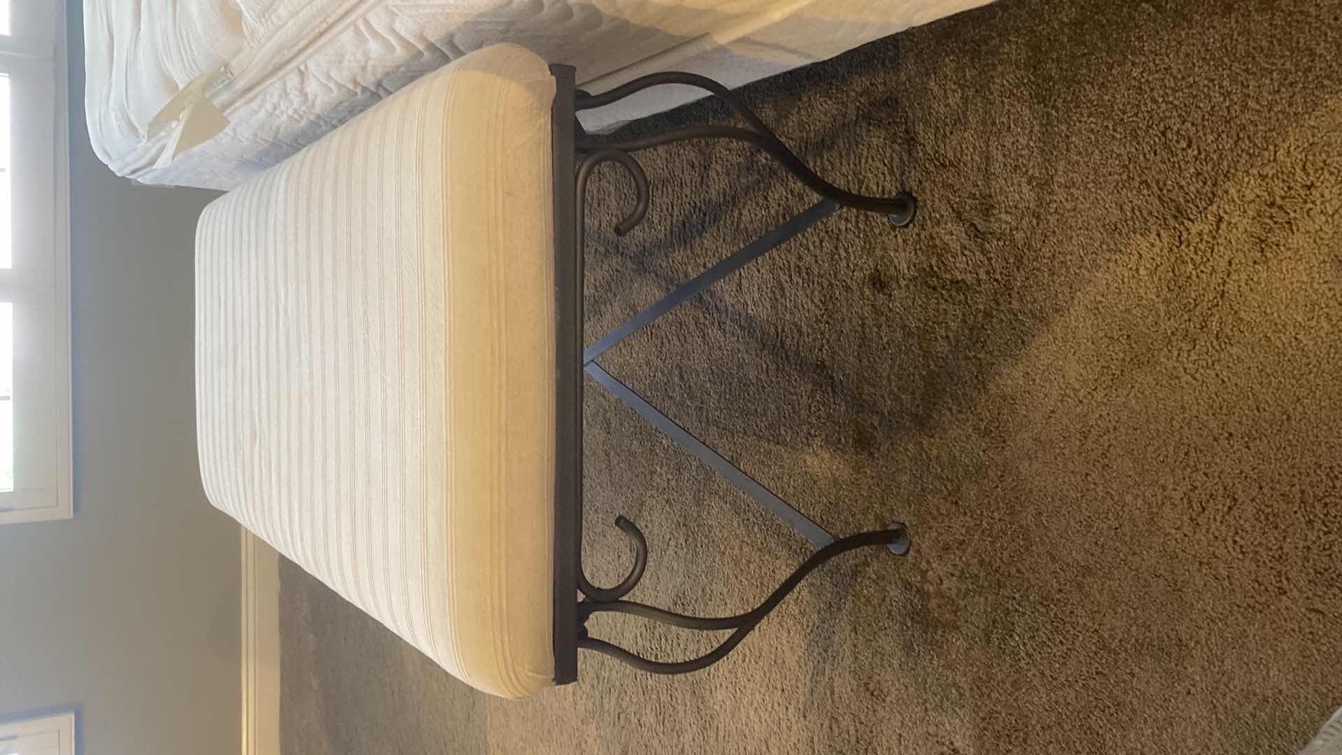View 3 of IRON AND CREAM FABRIC BENCH 40 1/2” x 18” H20”