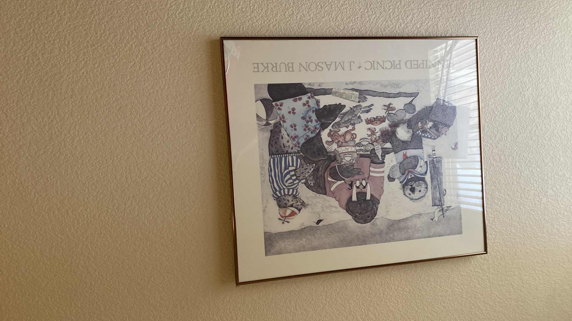 Photo 1 of GOLD FRAMED PINNIPED PICNIC J. MASON BURKE  PRINT ARTWORK 28” x 24”.