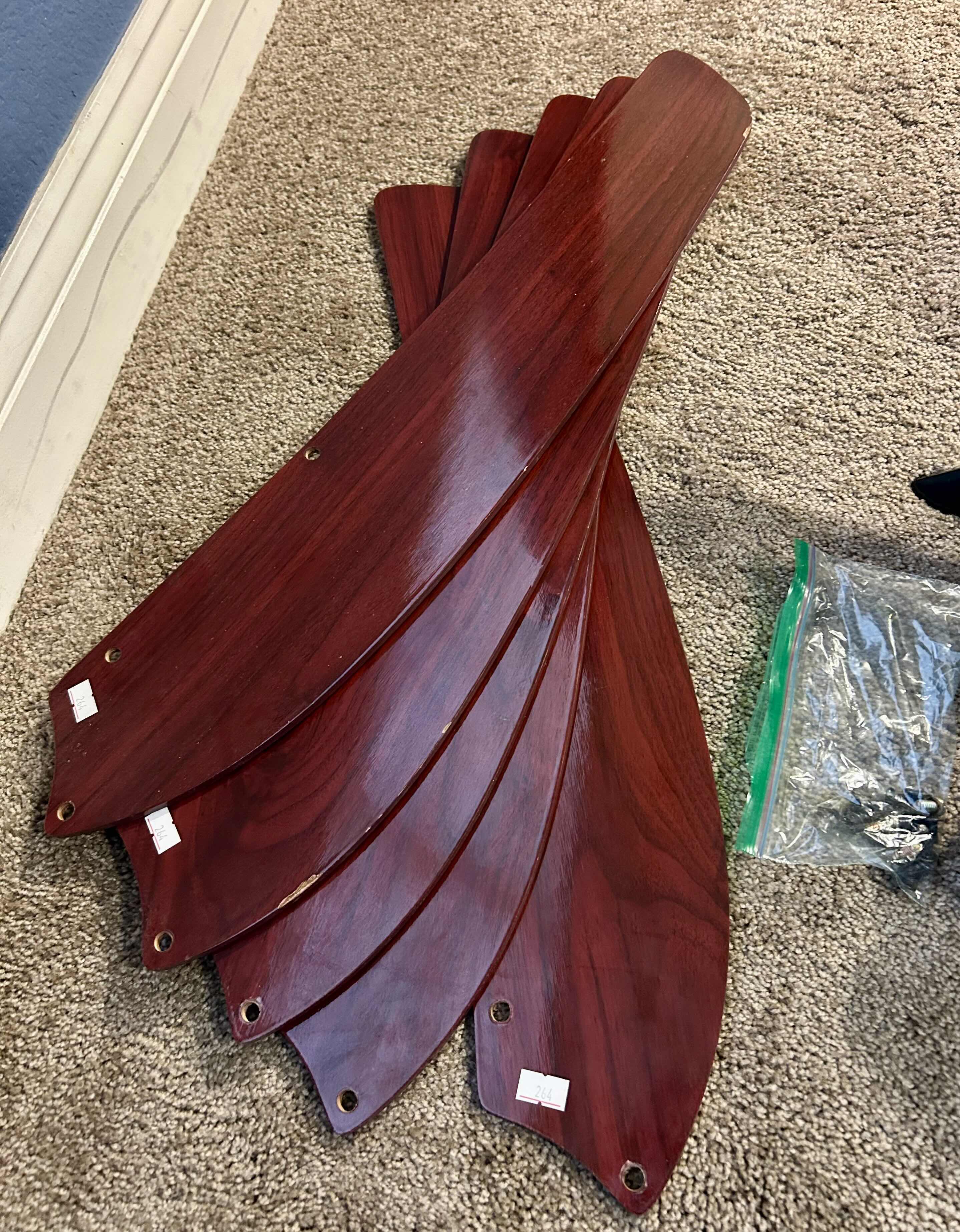 Photo 1 of 5 BLADE, DARK WOOD AND METAL CEILING LIGHT AND FAN, INCLUDES SOME HARDWARE, ASSEMBLY REQUIRED