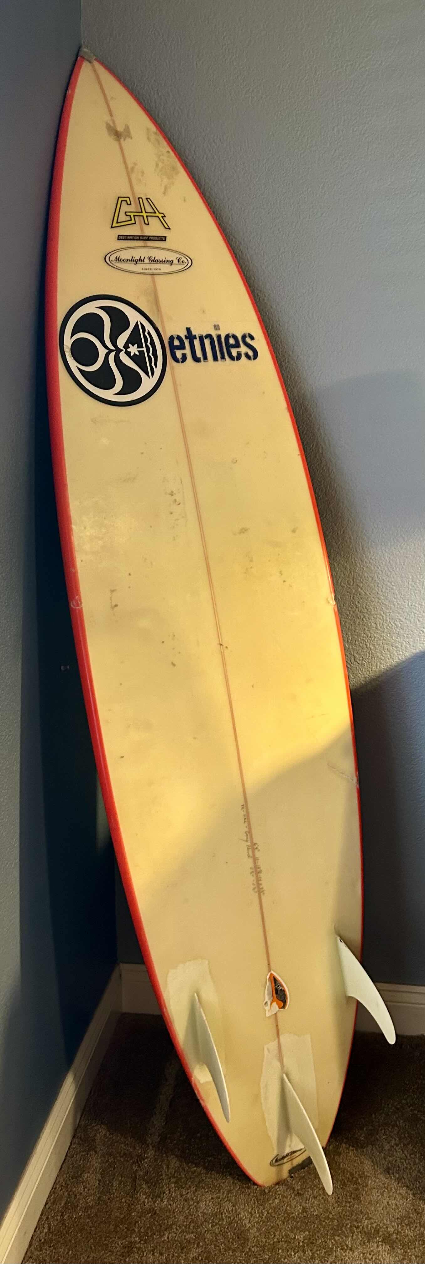 Photo 1 of MOONLIGHT GLASSING CO. SURF BOARD TRI-FIN 76”