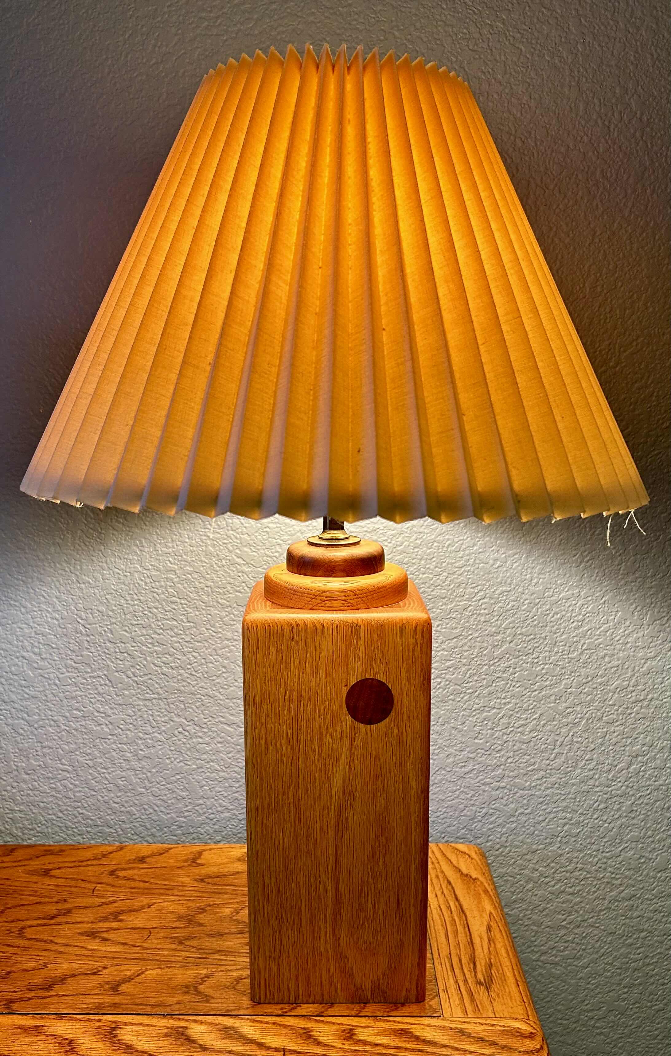 Photo 1 of PAIR OF LAMPS: SILVER LAMP 22”: THREE WAY SWITCH WOODEN LAMP 26”