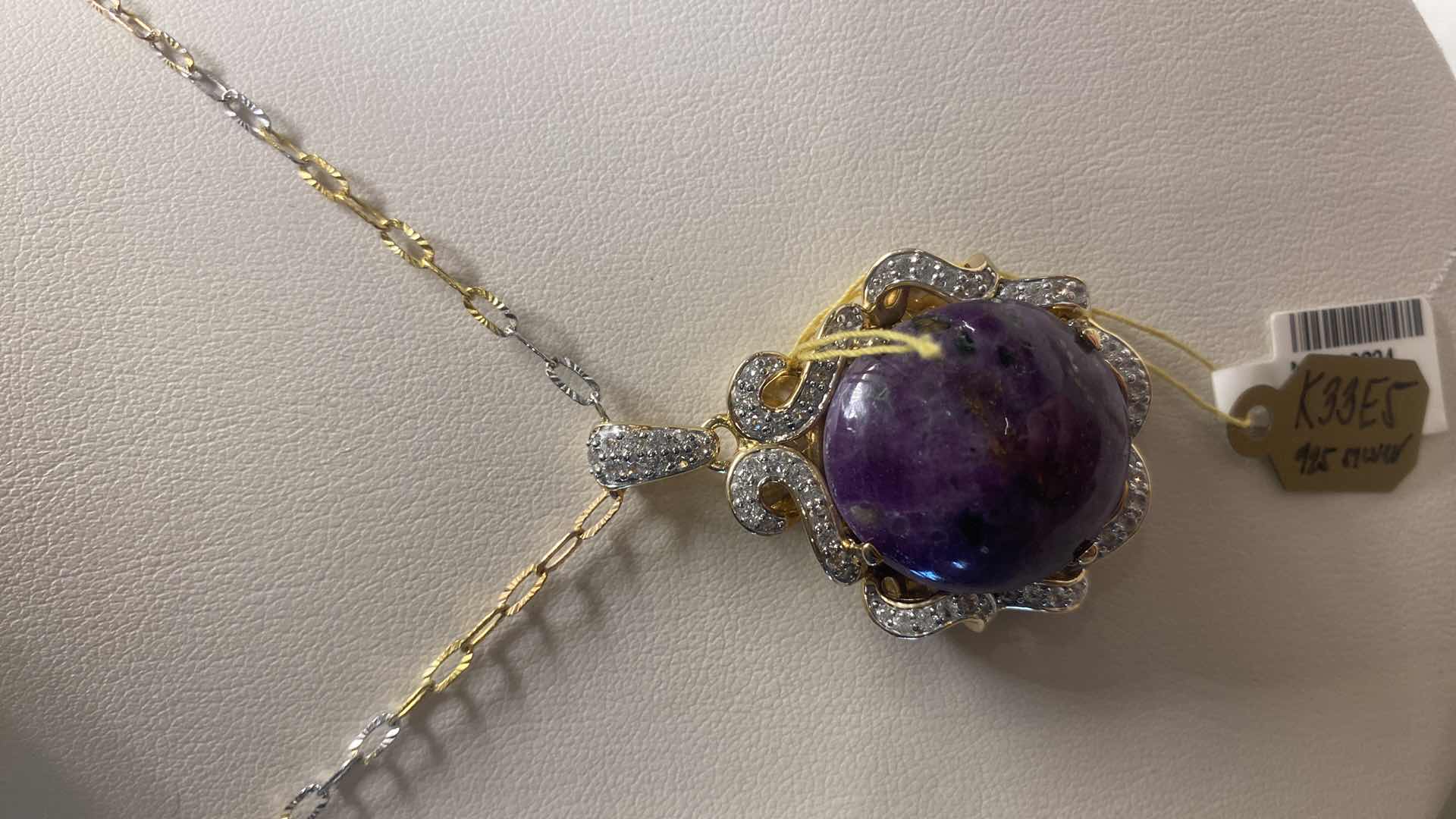 Photo 1 of 925 STERLING SILVER W/YELLOW GOLD OVERLAY NECKLACE W/STAR RUBY CORUNDUM EST. 65 ctw & SAPPHIRE CORUNDUM EST 1.20 ctw GGA APPRAISAL K43J5