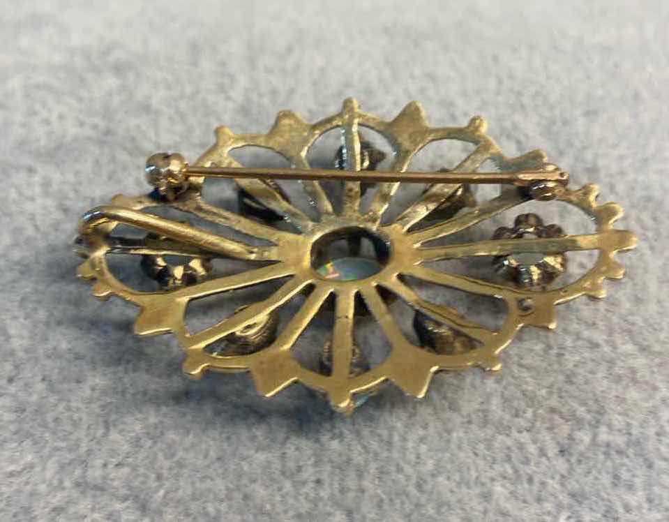 Photo 1 of 10K GOLD BROCHE WITH 9 OPALS 7.8 GRAMS