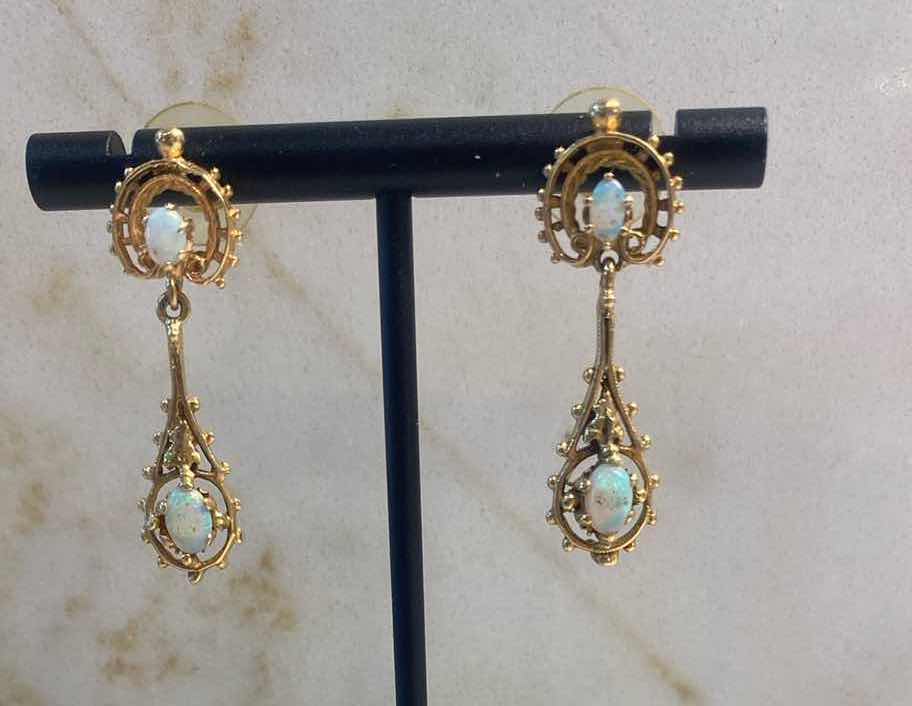 Photo 1 of 14K GOLD OPAL EARRINGS 4.2 GRAMS
