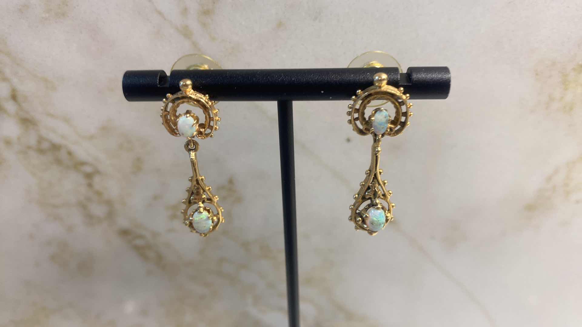 Photo 1 of 14K GOLD OPAL EARRINGS 4.2 GRAMS