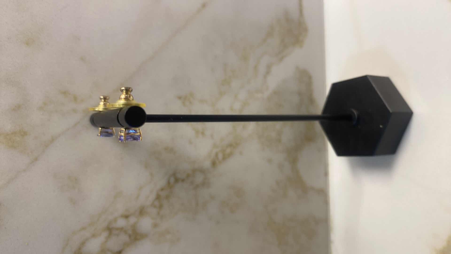 Photo 1 of 14K GOLD EARRINGS WITH TANZANITE GEMSTONES 1.4 GRAMS