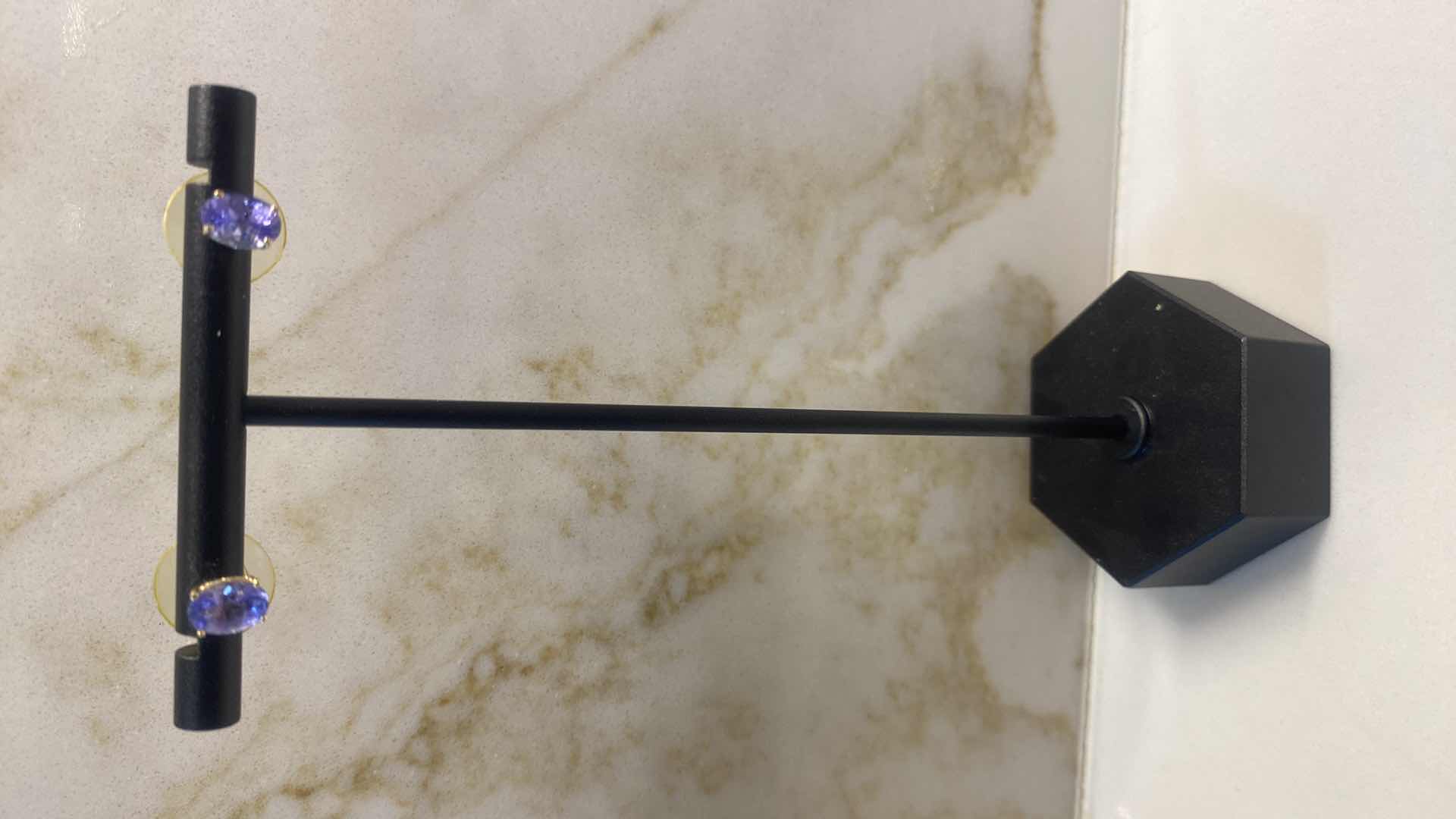 Photo 1 of 14K GOLD EARRINGS WITH TANZANITE GEMSTONES 1.4 GRAMS