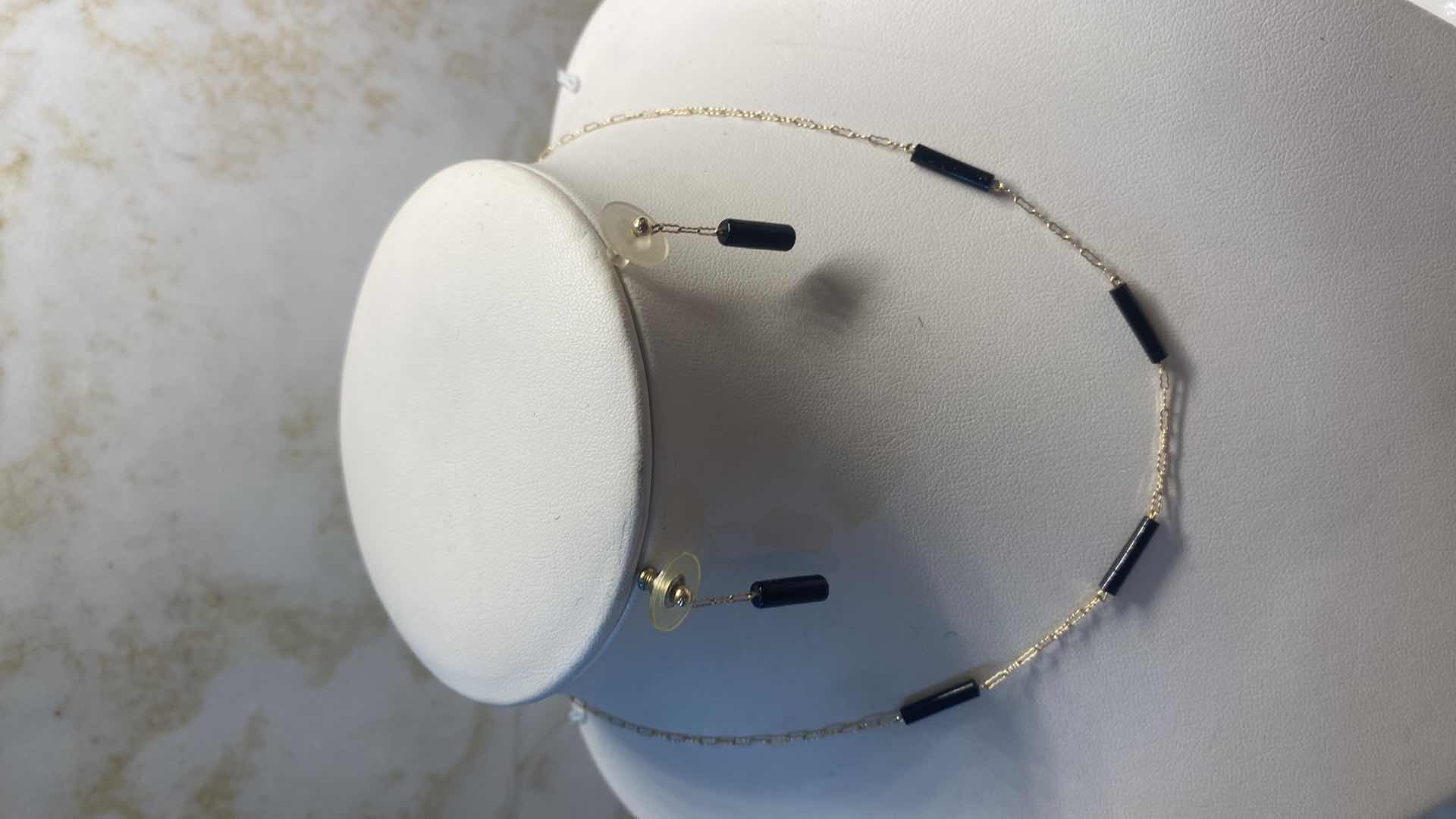 Photo 1 of 14K GOLD CHAIN & EARRINGS WITH BLACK ONYX 3 GRAMS