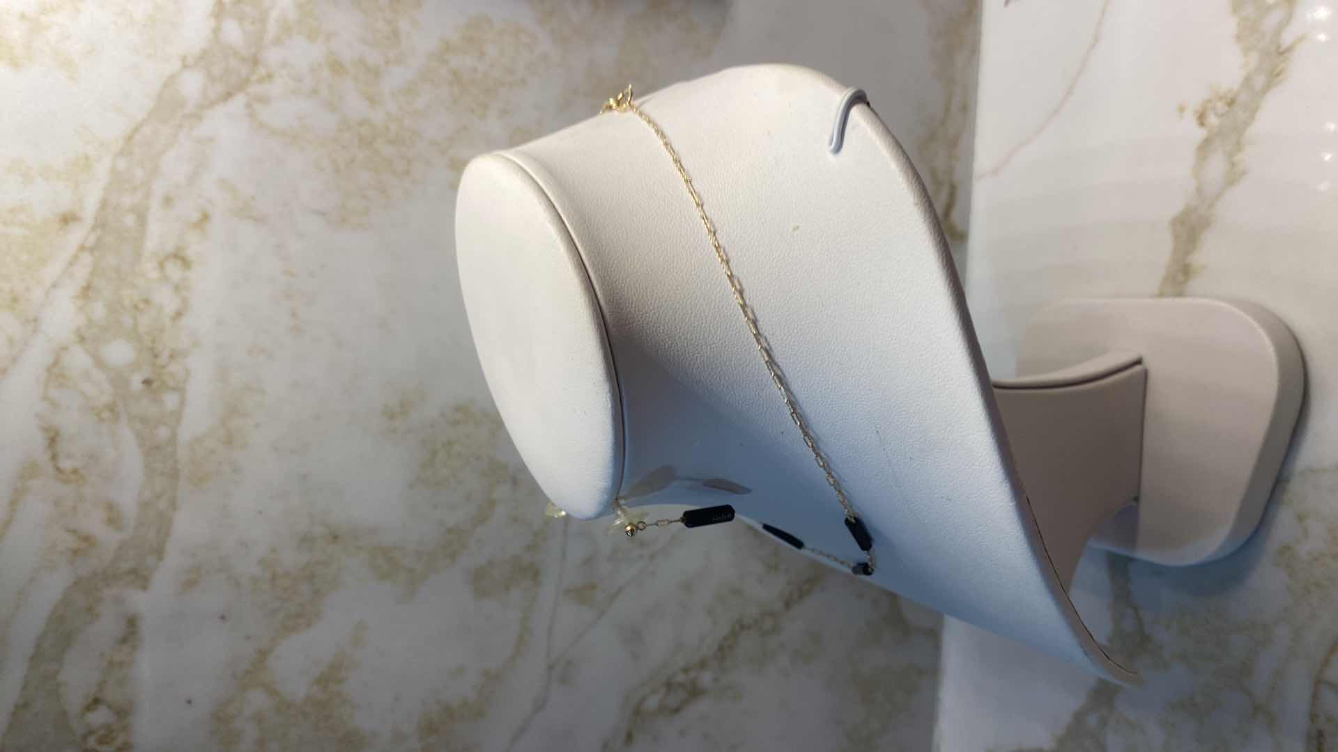 Photo 1 of 14K GOLD CHAIN & EARRINGS WITH BLACK ONYX 3 GRAMS