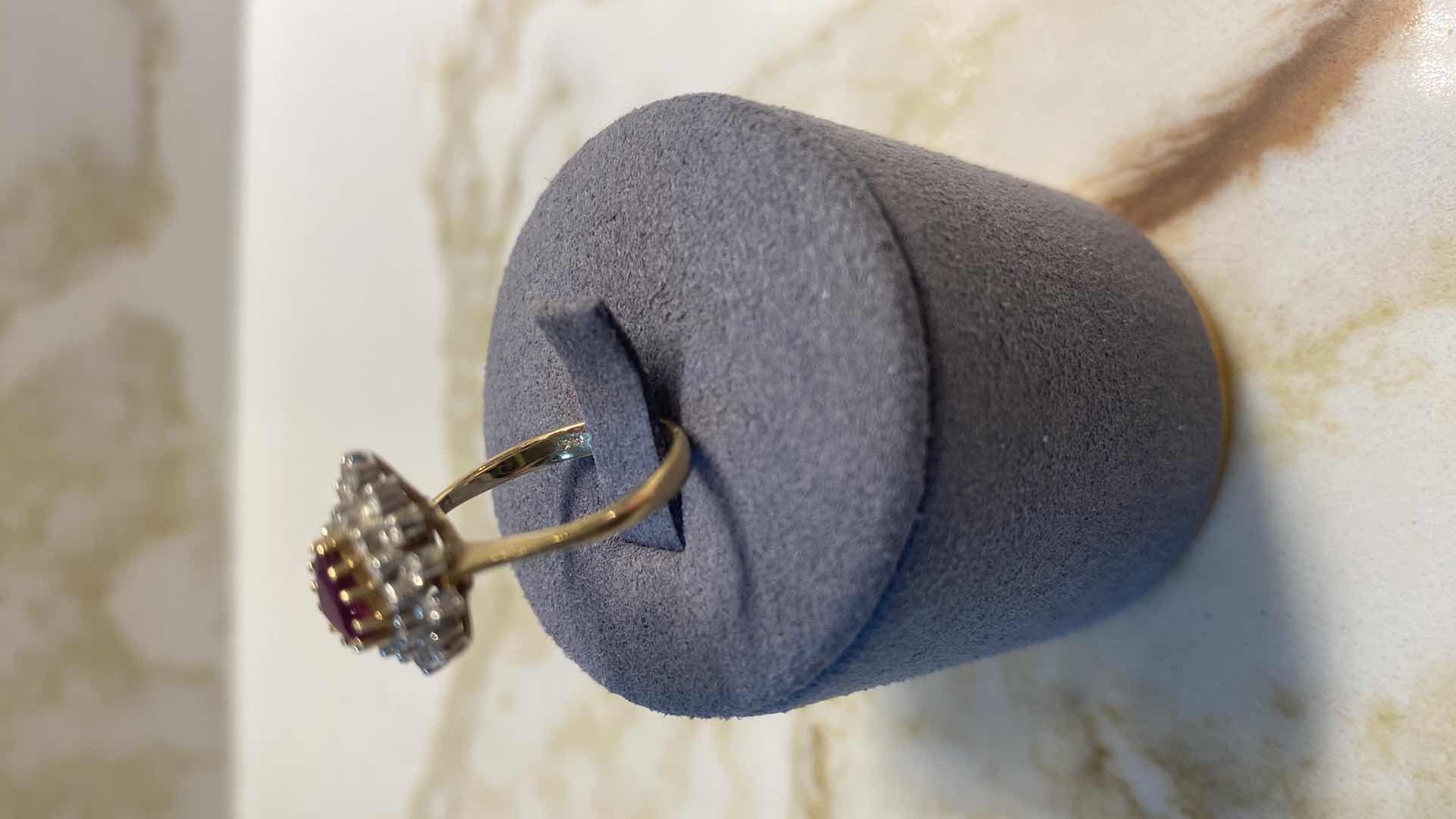 Photo 1 of 14K GOLD RING WITH RUBY & DIAMONDS SIZE 4-4.25, 2.9 GRAMS