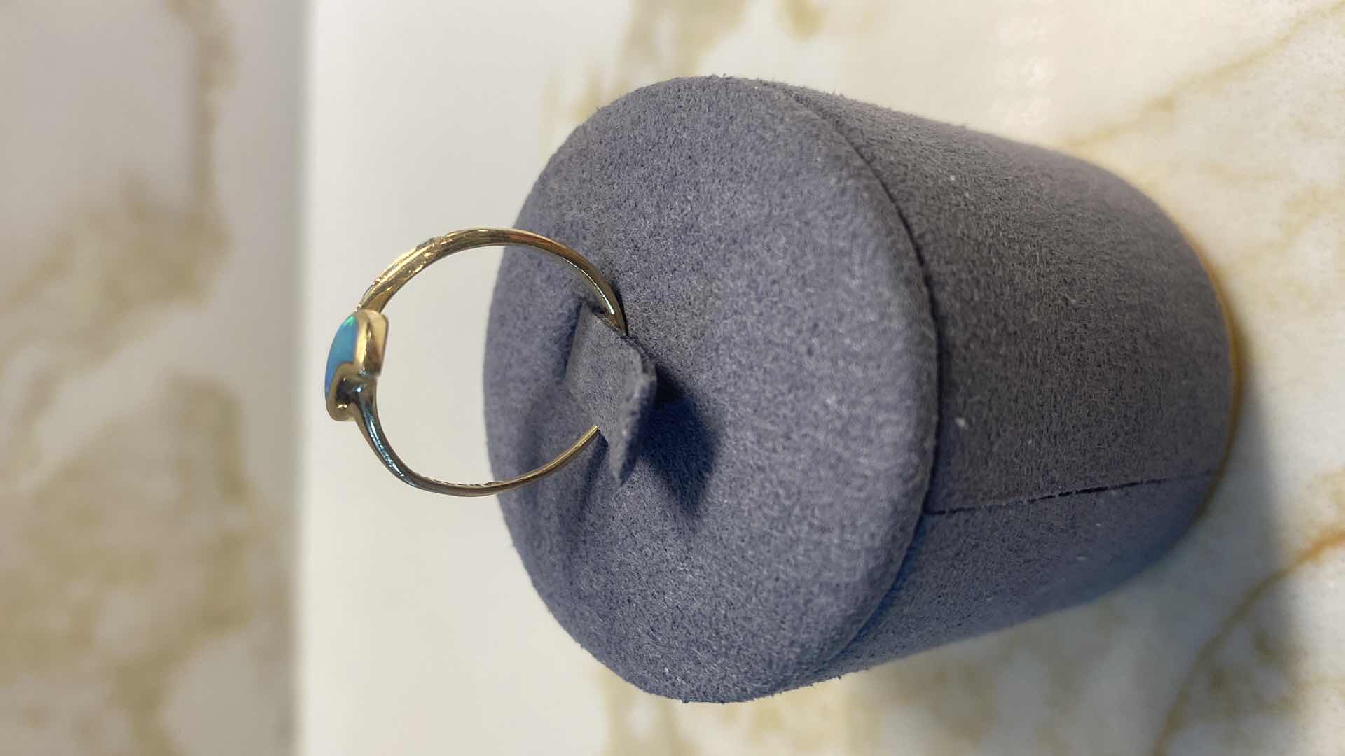 Photo 1 of 14K GOLD RING WITH DIAMONDS & OPAL SIZE 4.5, 1.8 GRAMS