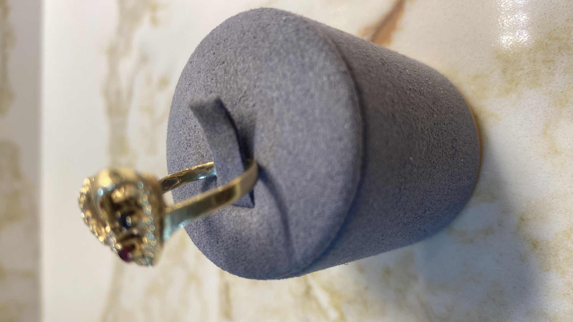 Photo 3 of 14K GOLD RING WITH DIAMONDS, SAPPHIRE & RUBY SIZE 5, 4.4 GRAMS