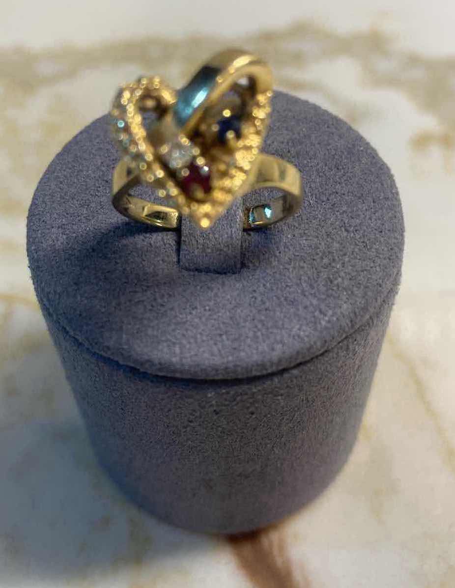 Photo 2 of 14K GOLD RING WITH DIAMONDS, SAPPHIRE & RUBY SIZE 5, 4.4 GRAMS
