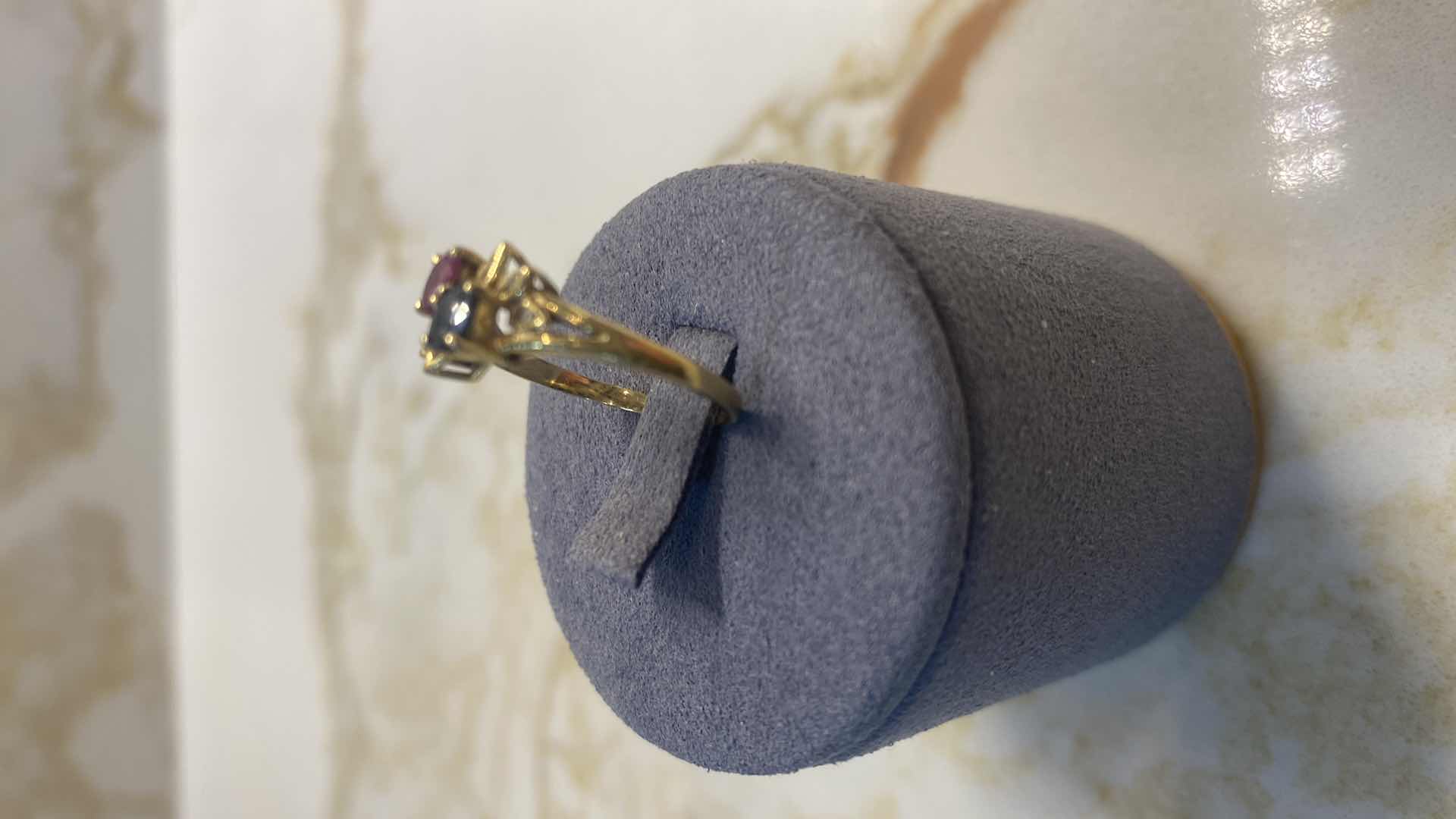 Photo 4 of 14K GOLD RING WITH SAPPHIRE & RUBY SIZE 4.5, 1.8 GRAMS