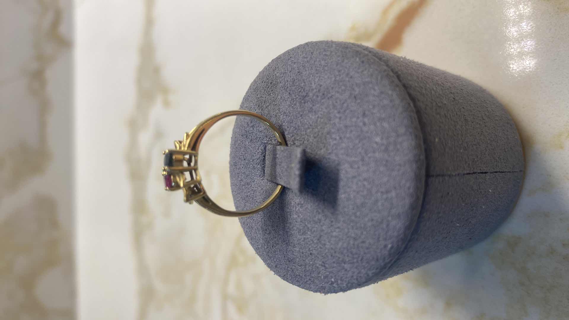 Photo 1 of 14K GOLD RING WITH SAPPHIRE & RUBY SIZE 4.5, 1.8 GRAMS