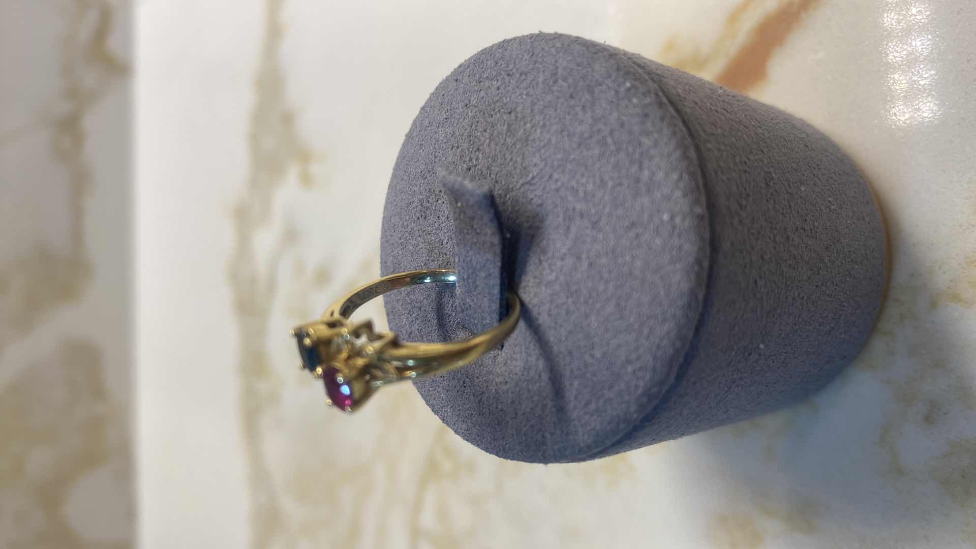 Photo 2 of 14K GOLD RING WITH SAPPHIRE & RUBY SIZE 4.5, 1.8 GRAMS