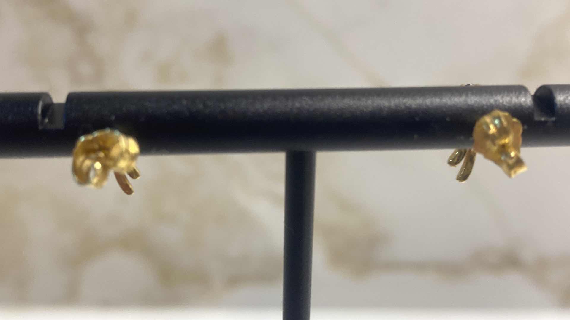 Photo 3 of 14K GOLD EARRINGS WITH MULTI GEMSTONES 1.1 GRAMS