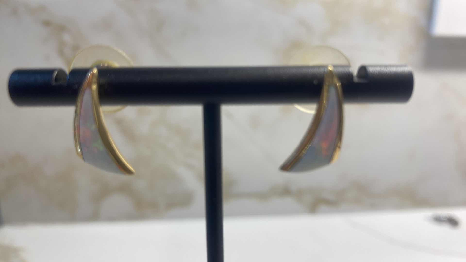 Photo 1 of 14K GOLD EARRINGS WITH OPALS 2.3 GRAMS