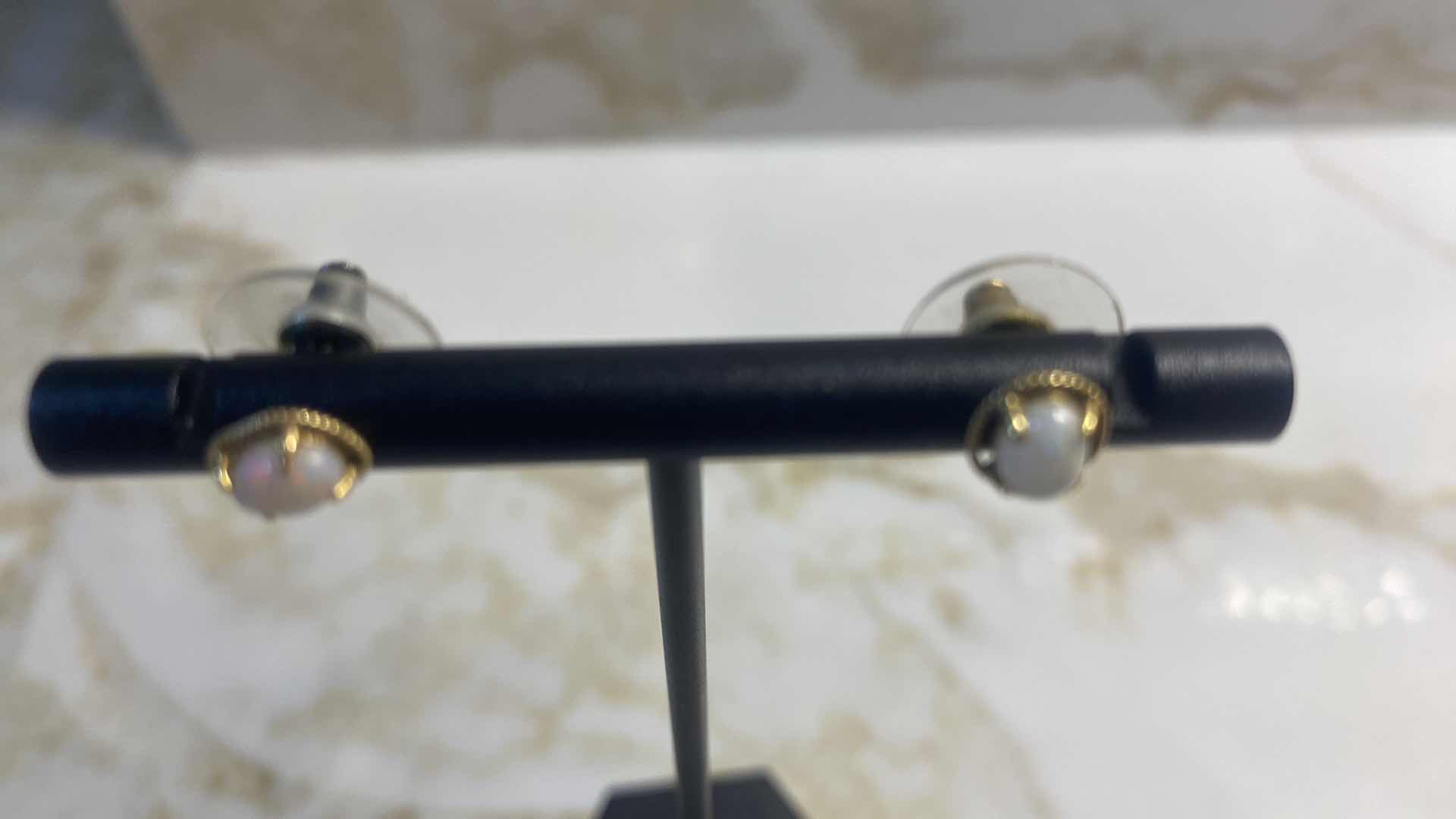 Photo 2 of 14K GOLD EARRINGS WITH OPALS 1.0 GRAMS