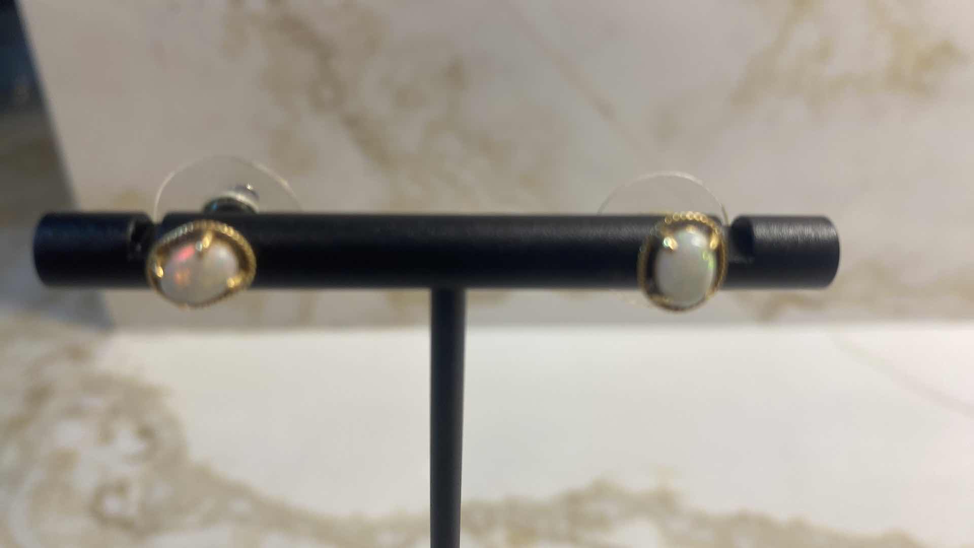 Photo 1 of 14K GOLD EARRINGS WITH OPALS 1.0 GRAMS