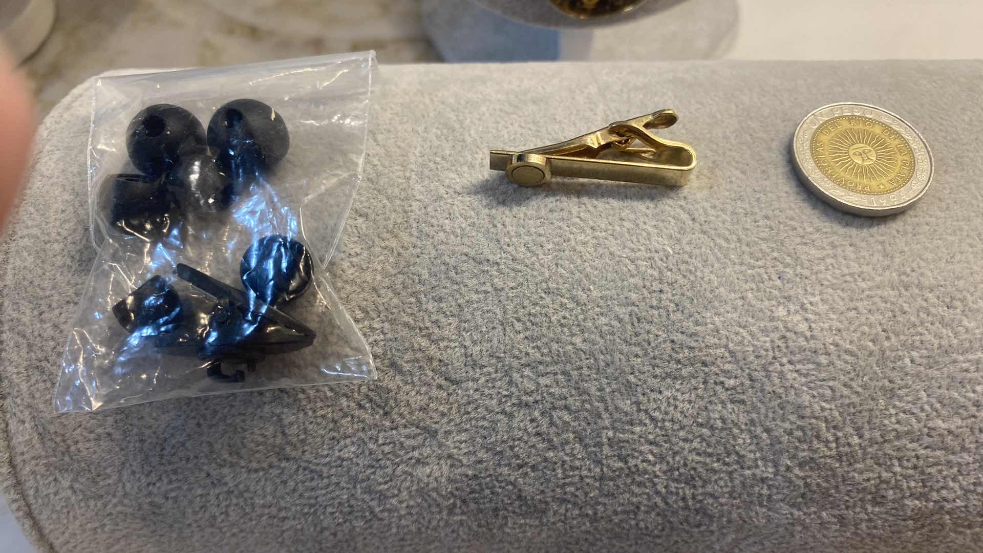 Photo 3 of COSTUME JEWELRY- 3 NECKLACES, COIN & CLIP