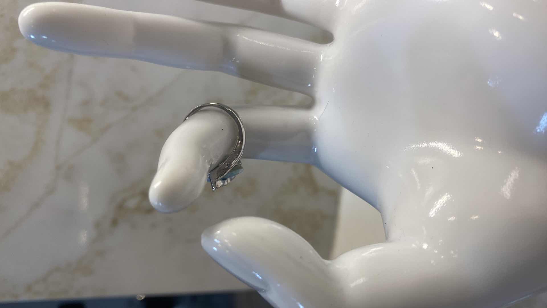 Photo 3 of SILVER 925 RING WITH JADE SIZE 5