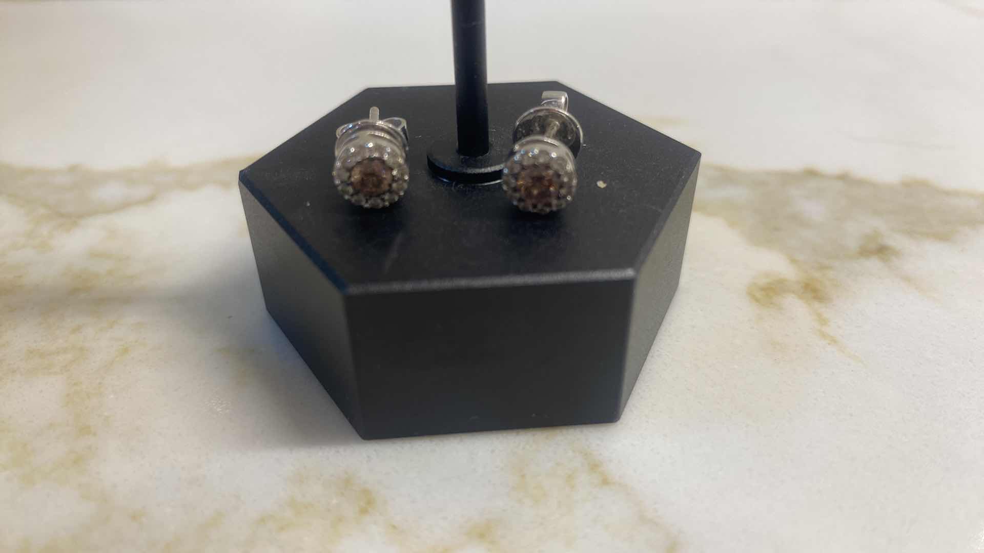 Photo 1 of 2-SILVER EARRINGS WITH DIAMONDS & GEMSTONES