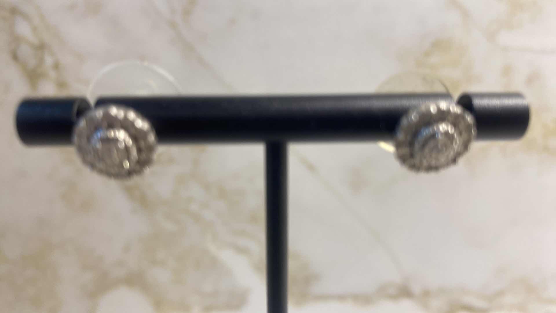 Photo 1 of 2-SILVER EARRINGS WITH DIAMONDS & GEMSTONES