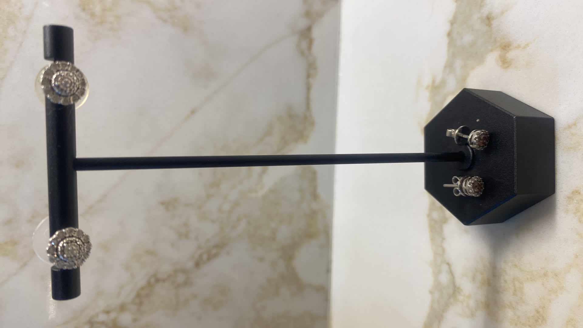 Photo 1 of 2-SILVER EARRINGS WITH DIAMONDS & GEMSTONES