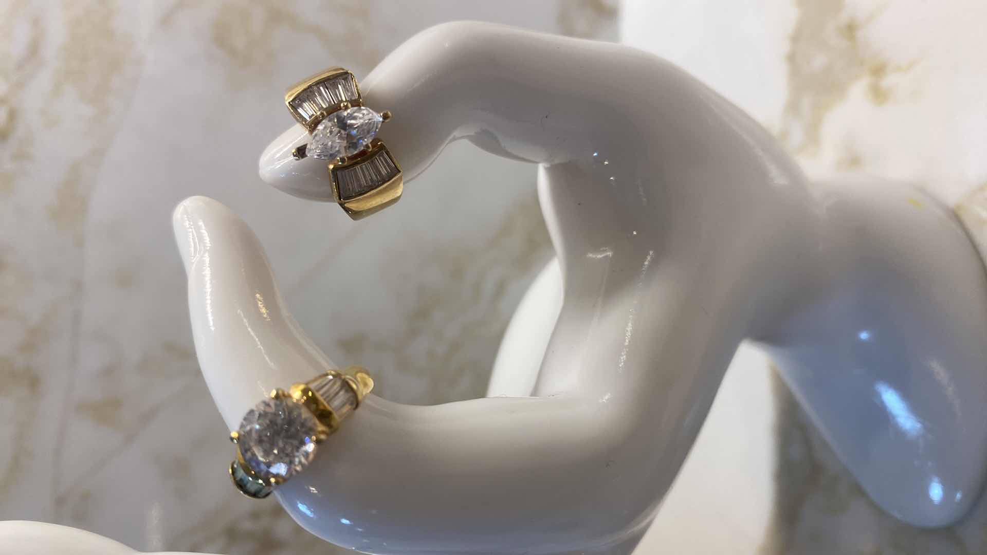 Photo 1 of COSTUME JEWELRY- 4 RINGS 1 PENDANT 1 PAIR EARRINGS