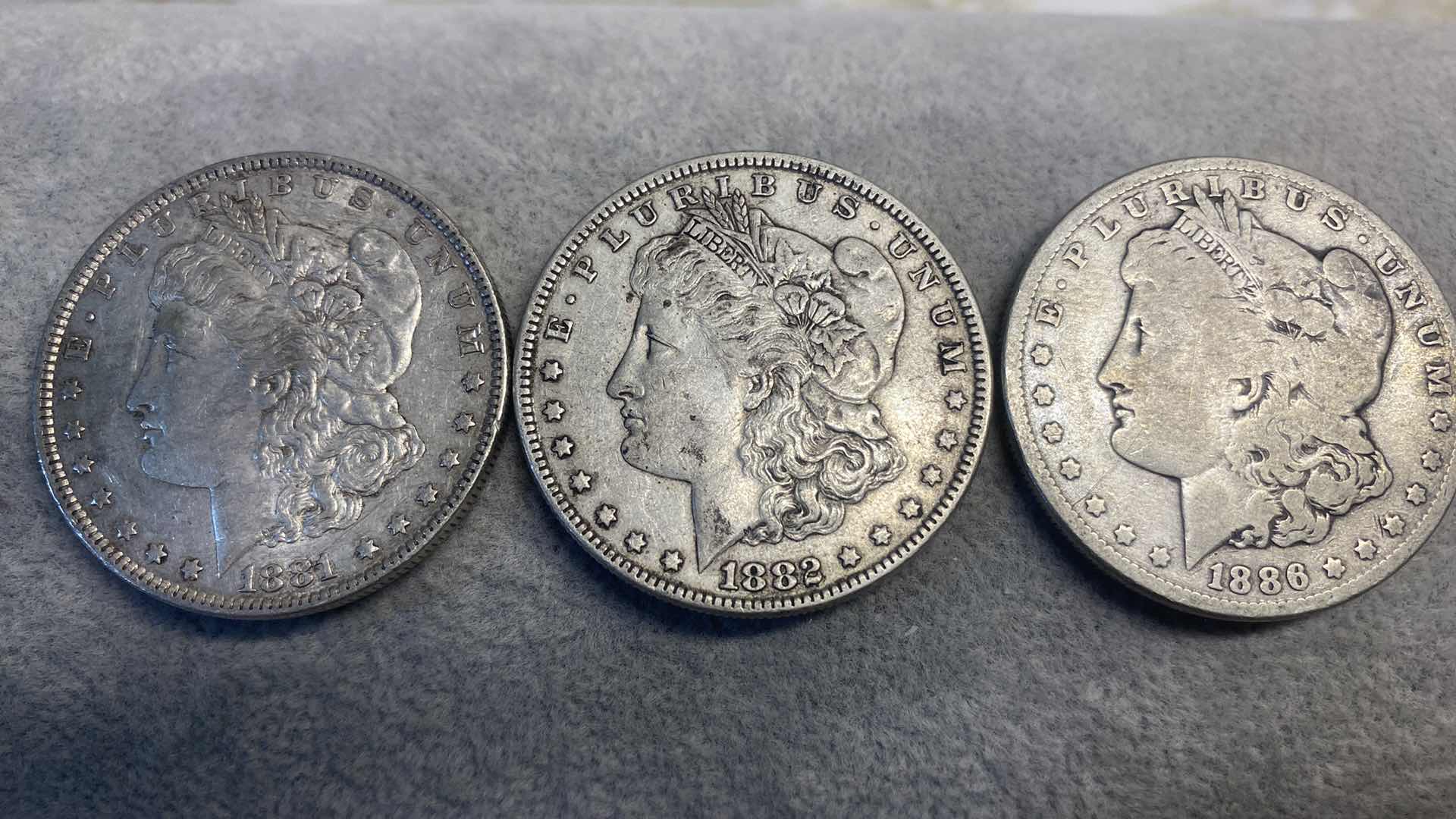 Photo 1 of 3-SILVER MORGAN DOLLARS FROM THE 1800’s