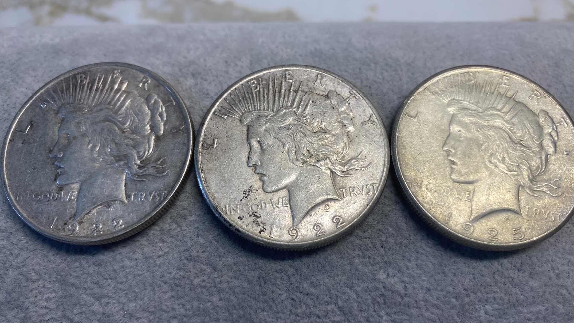 Photo 1 of 3-PEACE SILVER DOLLARS FROM EARLY 1900’s