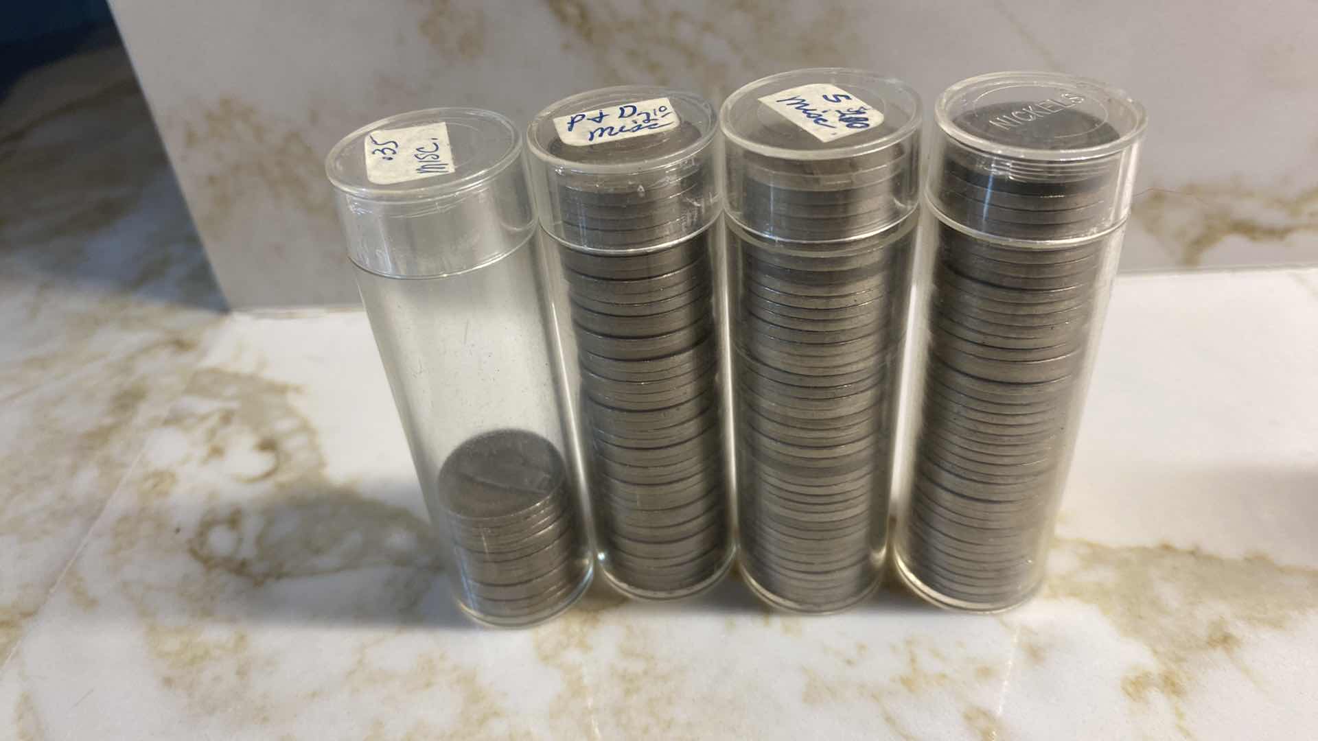 Photo 2 of 6-TUBES OF COINS FROM 1900’s-131 JEFFERSON NICKELS, 12 MERCURY DIMES & 20 BUFFALO NICKELS