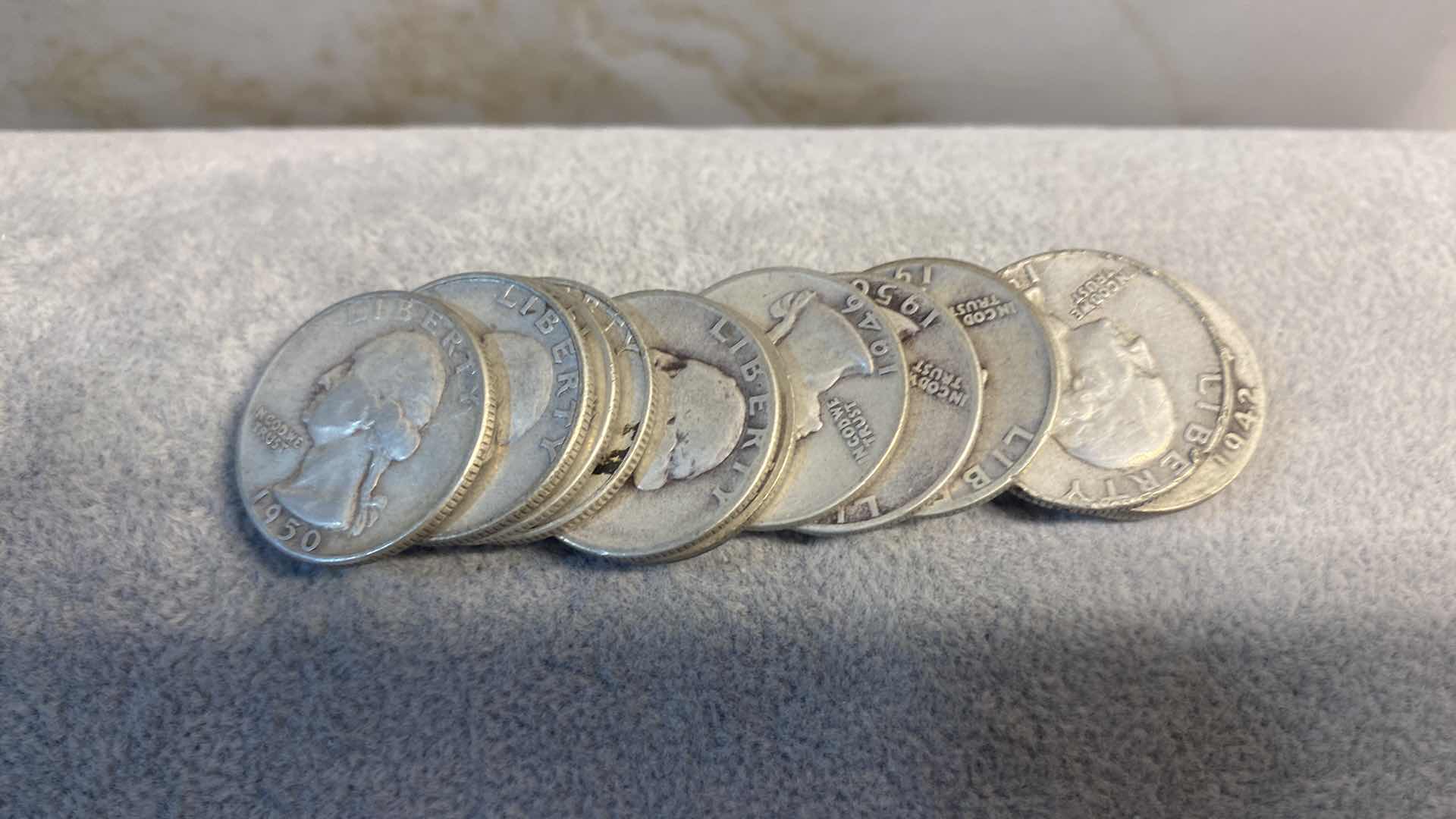 Photo 1 of 12-90% SILVER QUARTERS FROM MID 1900’s (VARIOUS YEARS)