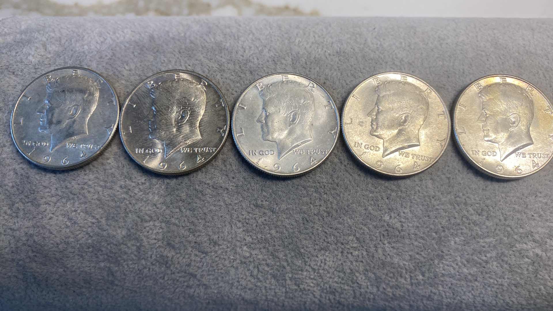 Photo 1 of 5- 90% SILVER 1964 KENNEDY HALVES DOLLARS