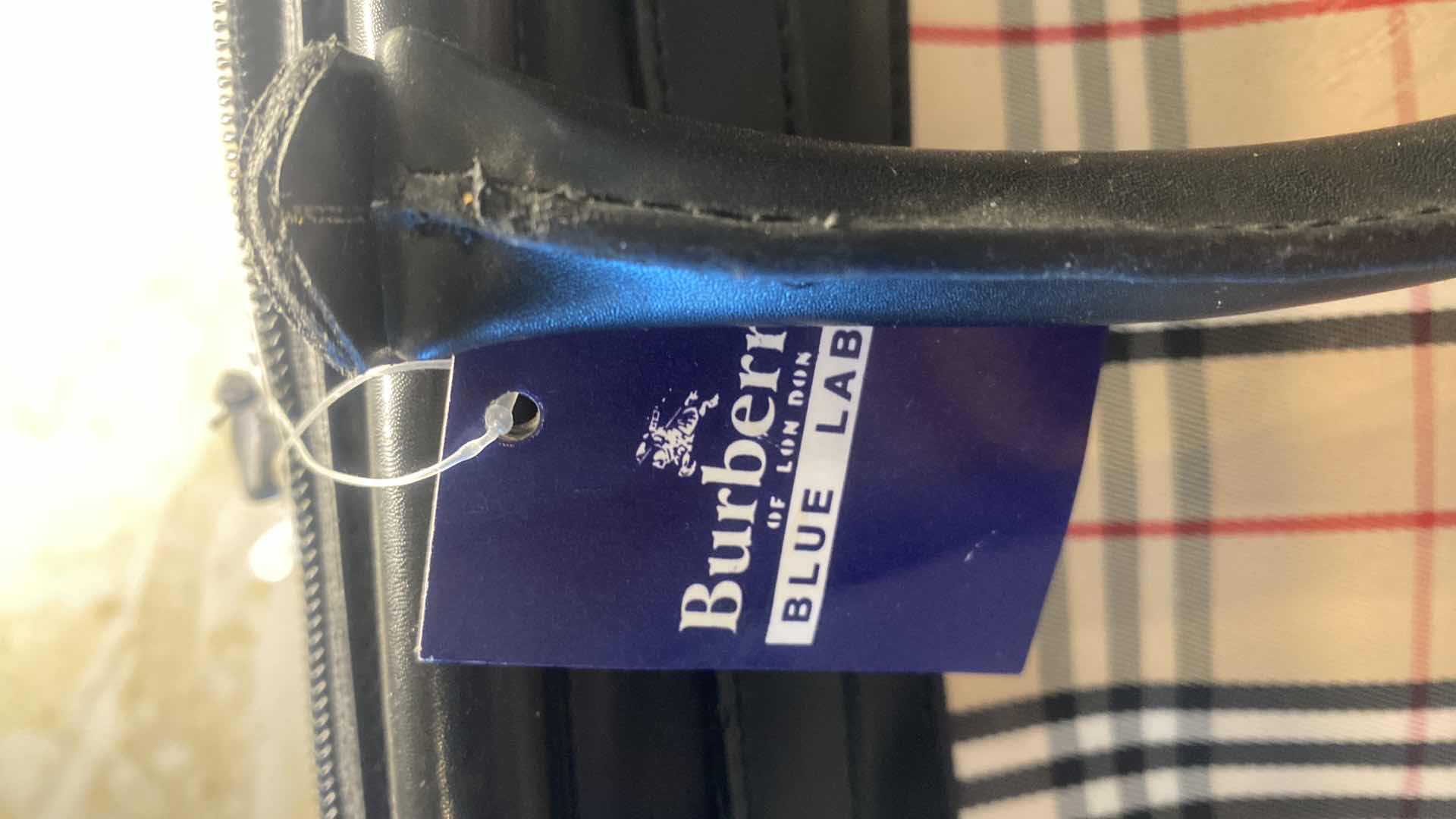 Photo 2 of NWT BURBERRY BLUE LABEL FABRIC WITH STRAP LARGE TOTE/CARRY ON 20” x 9” H 13”