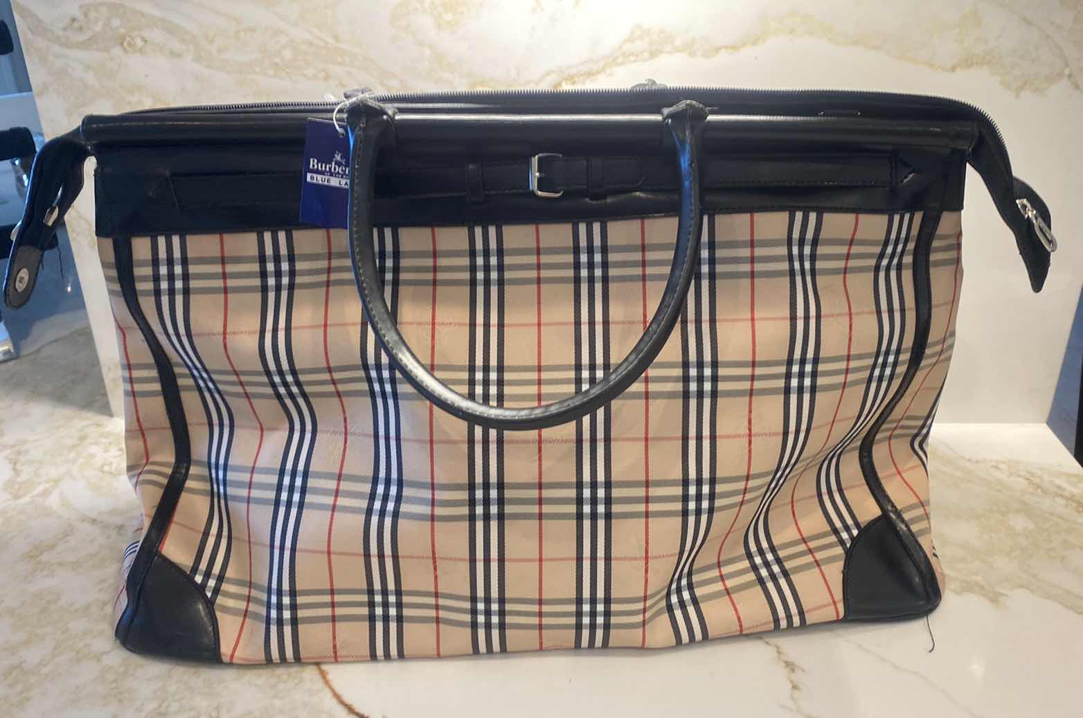 Photo 1 of NWT BURBERRY BLUE LABEL FABRIC WITH STRAP LARGE TOTE/CARRY ON 20” x 9” H 13”