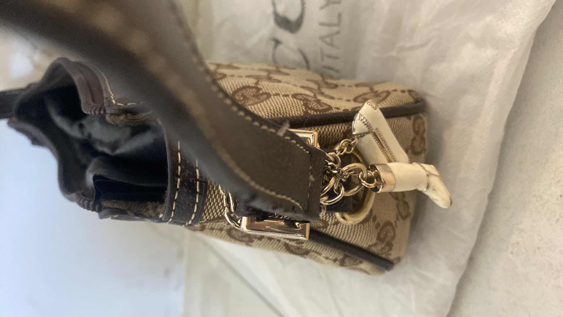 Photo 4 of GUCCI GG CANVAS BEIGE BAG 9 1/2“ x 2 1/2”  H5” & COIN CASE