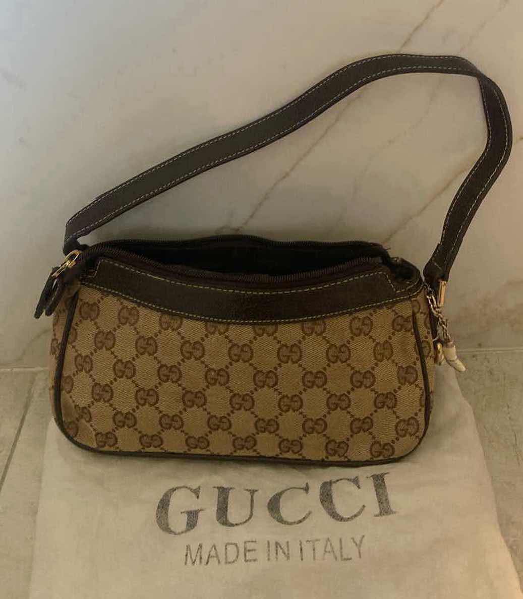 Photo 3 of GUCCI GG CANVAS BEIGE BAG 9 1/2“ x 2 1/2”  H5” & COIN CASE