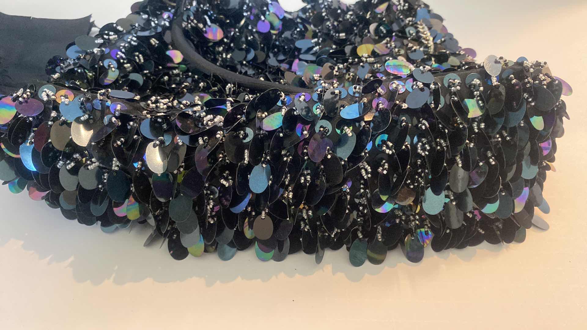 View 4 of BEADED WITH LARGE SEQUINS. SHOULDER HAND BAG 13” x 11” EXCLUDING HANDLES