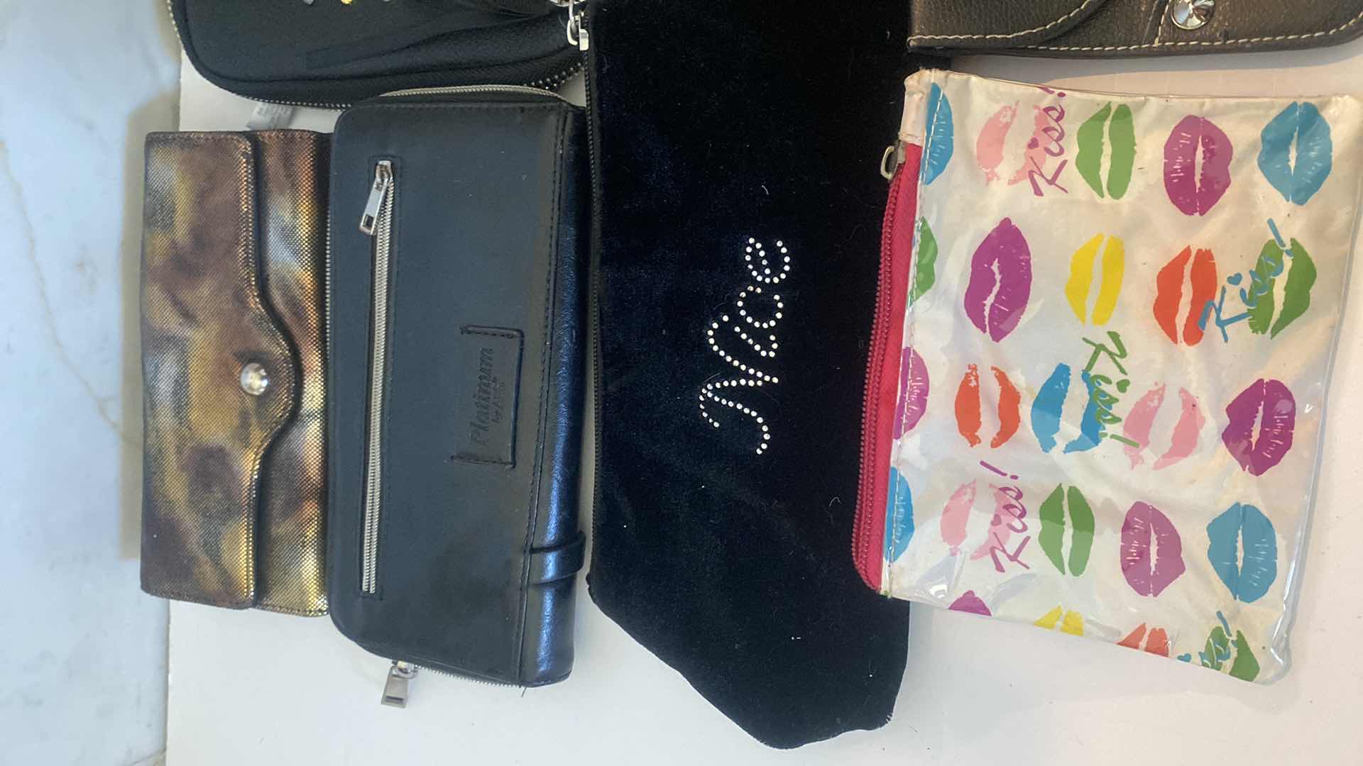 Photo 1 of 10 BAGS- 3 COSMETIC, 1 BELT POUCH, 2 WALLETS, 1 PHONE POUCH, 2 LIGHT WEIGHT TRAVEL $ 1 IPAD BAG