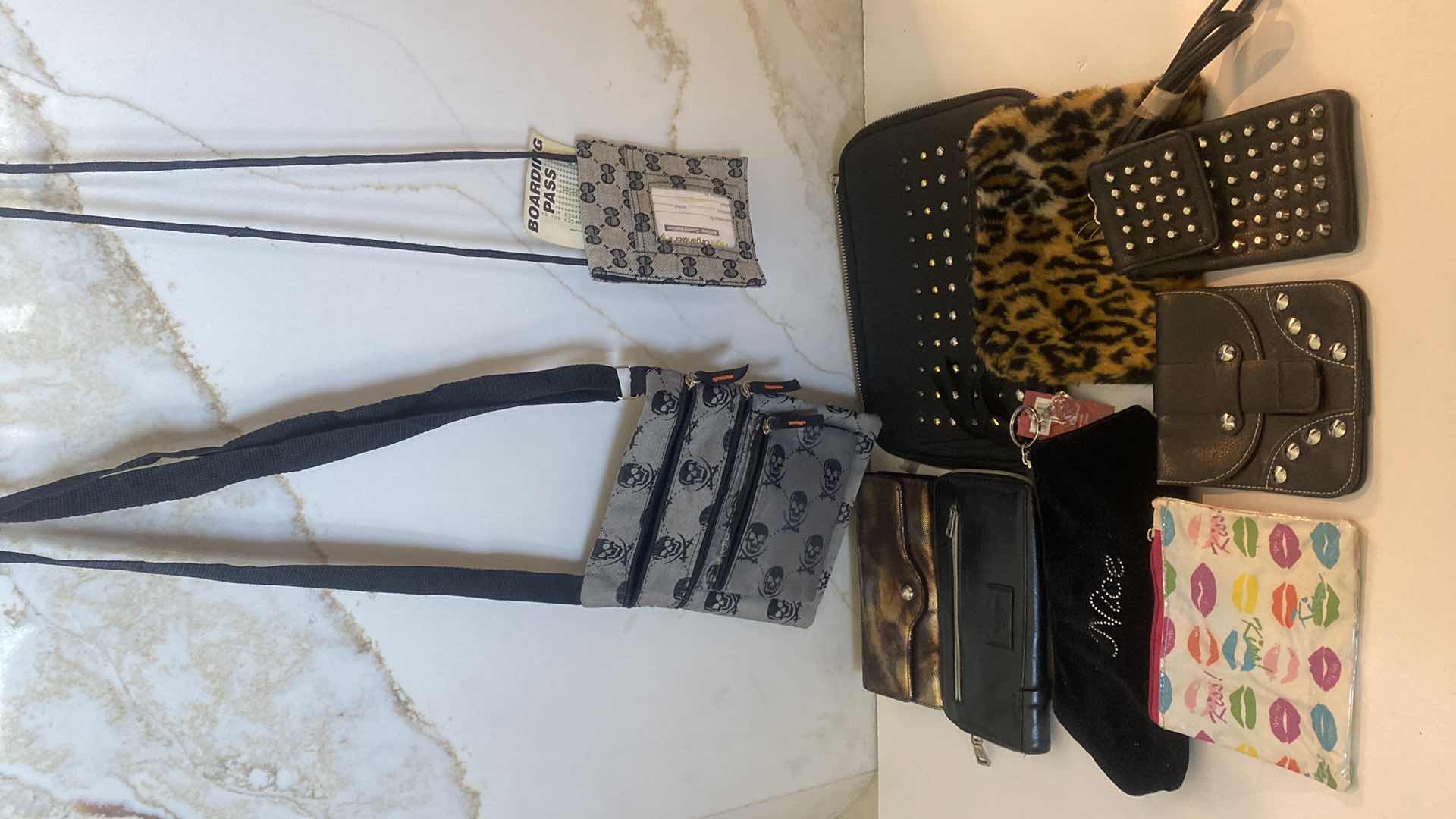 Photo 1 of 10 BAGS- 3 COSMETIC, 1 BELT POUCH, 2 WALLETS, 1 PHONE POUCH, 2 LIGHT WEIGHT TRAVEL $ 1 IPAD BAG