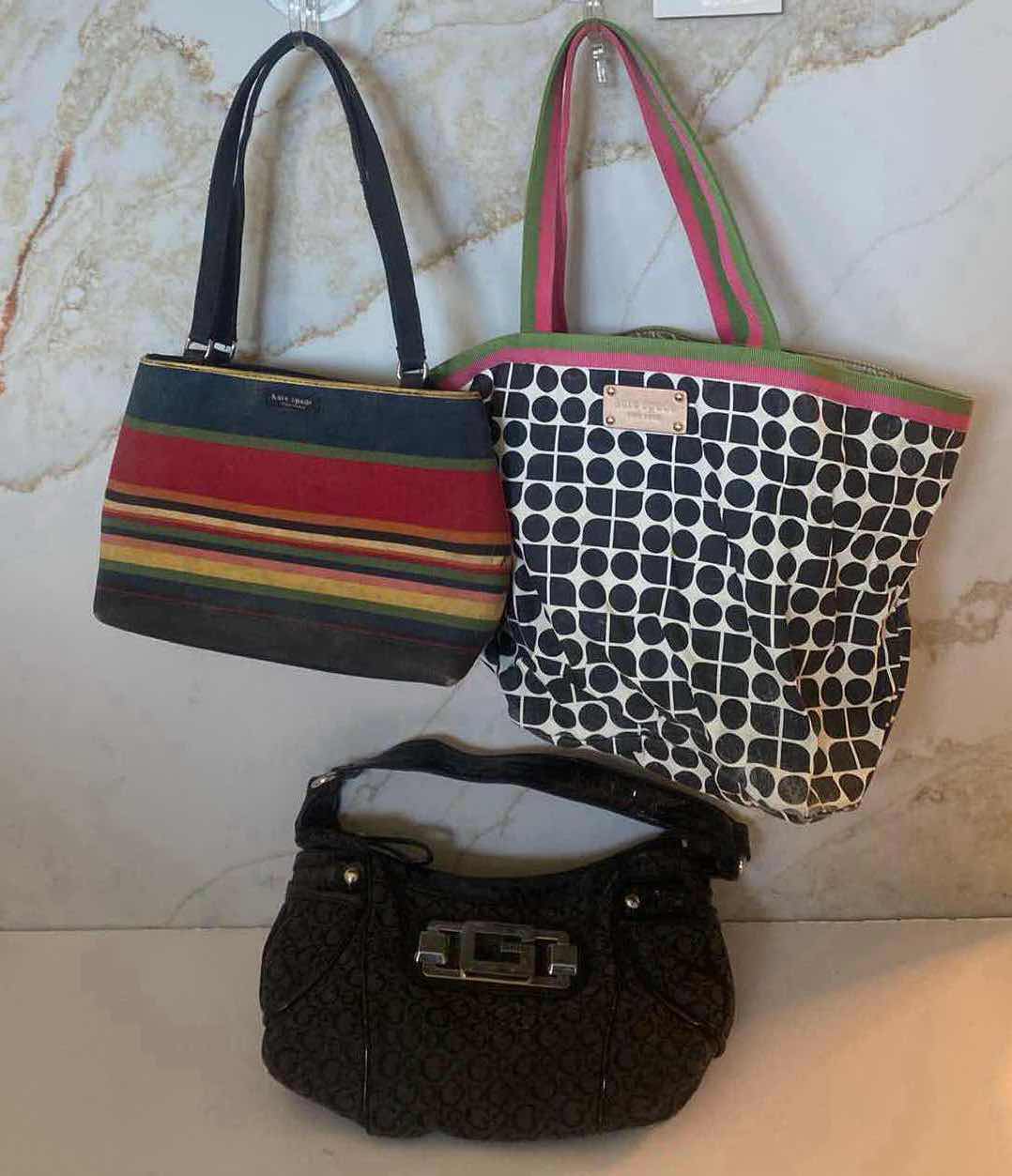 Photo 1 of 3 HANDBAGS- 2 KATE SPADE FABRIC & 1 GUESS