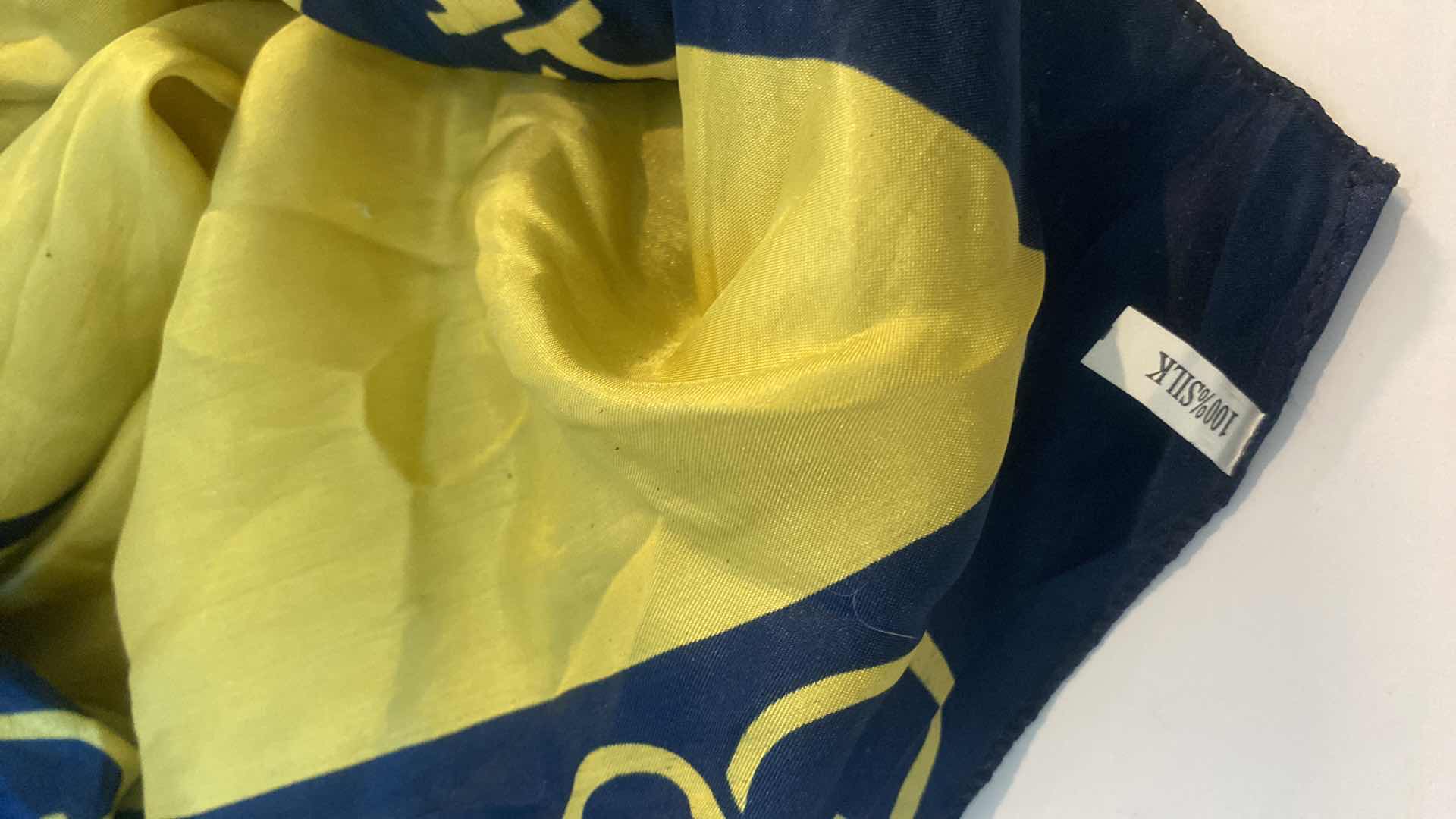 Photo 4 of GUCCI 100% SILK GOLD AND BLUE GG SCARF