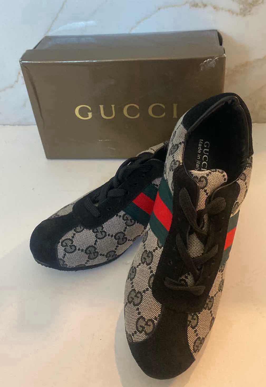 Photo 1 of NIB WOMENS GUCCI  SNEAKERS GRAY & BLACK SIZE 7