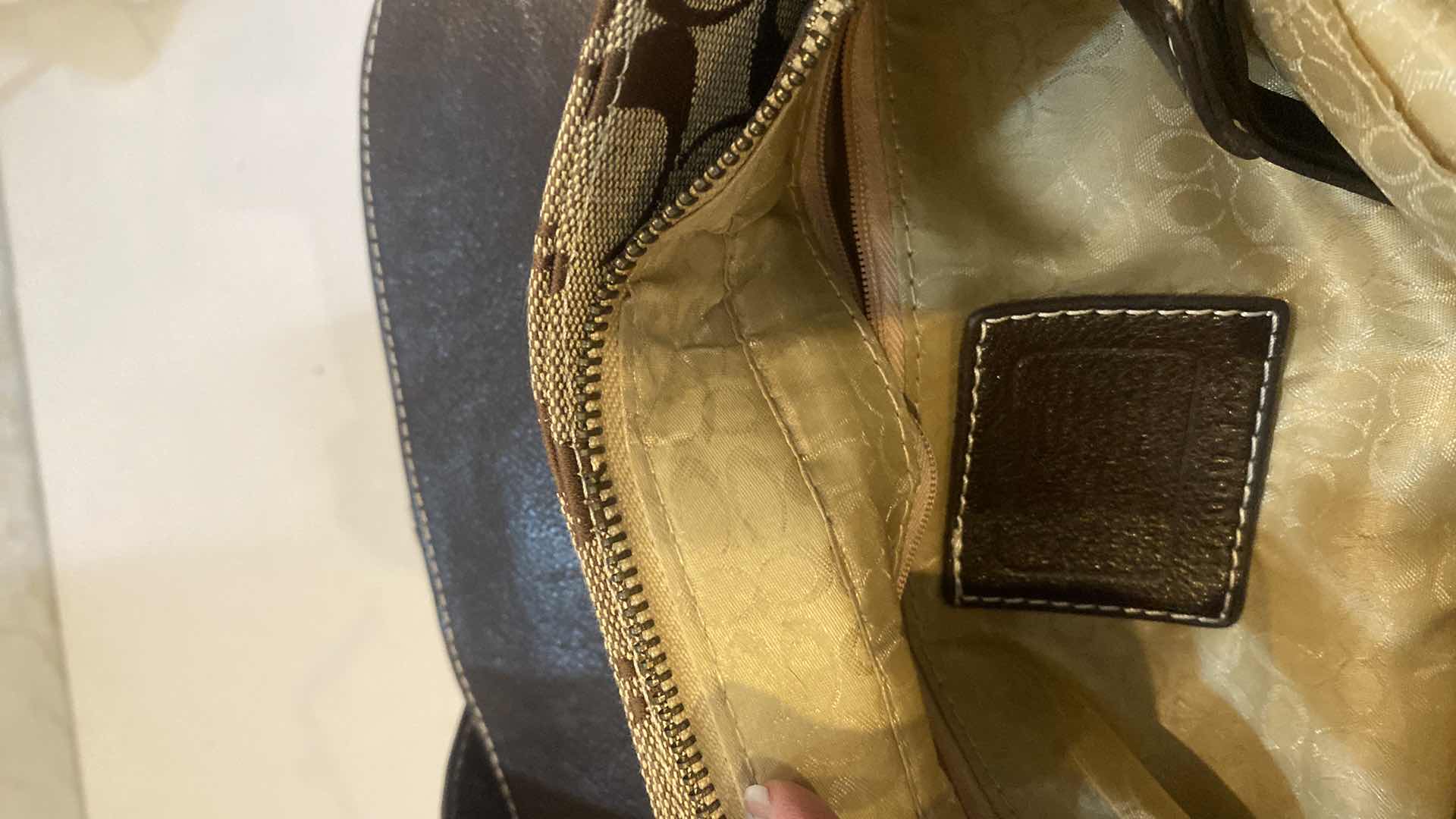 Photo 1 of COACH MONOGRAM FABRIC HANDBAG & COIN POUCH