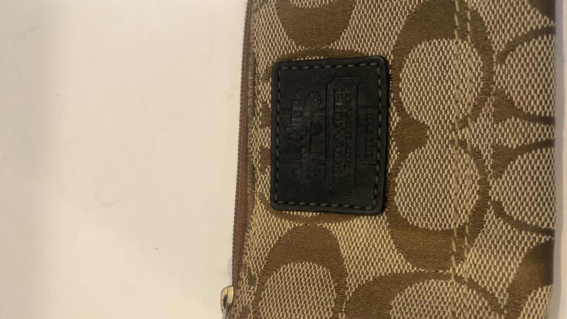 Photo 1 of COACH MONOGRAM FABRIC HANDBAG & COIN POUCH