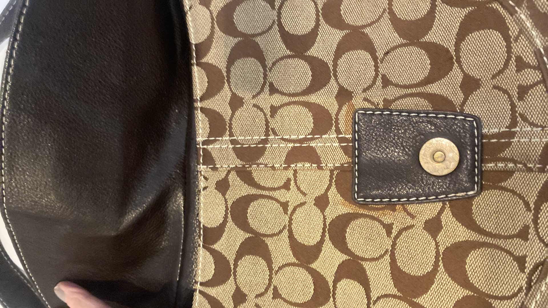 Photo 1 of COACH MONOGRAM FABRIC HANDBAG & COIN POUCH