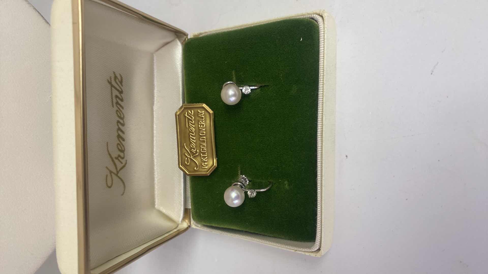 Photo 1 of FINE JEWELRY PEARL NECKLACE 15”14K OVERLAY & EARRINGS