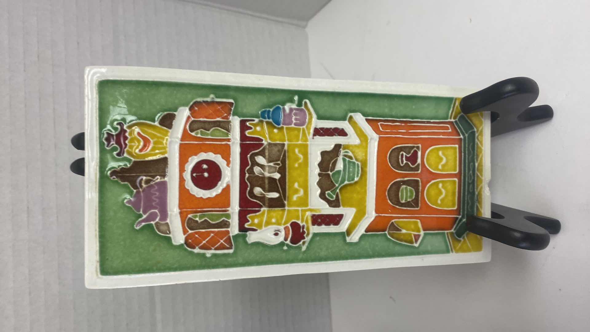 Photo 1 of  2- CREAZIONI LUCIANO SIGNED TILES FROM ITALY LARGEST 4” x 9”